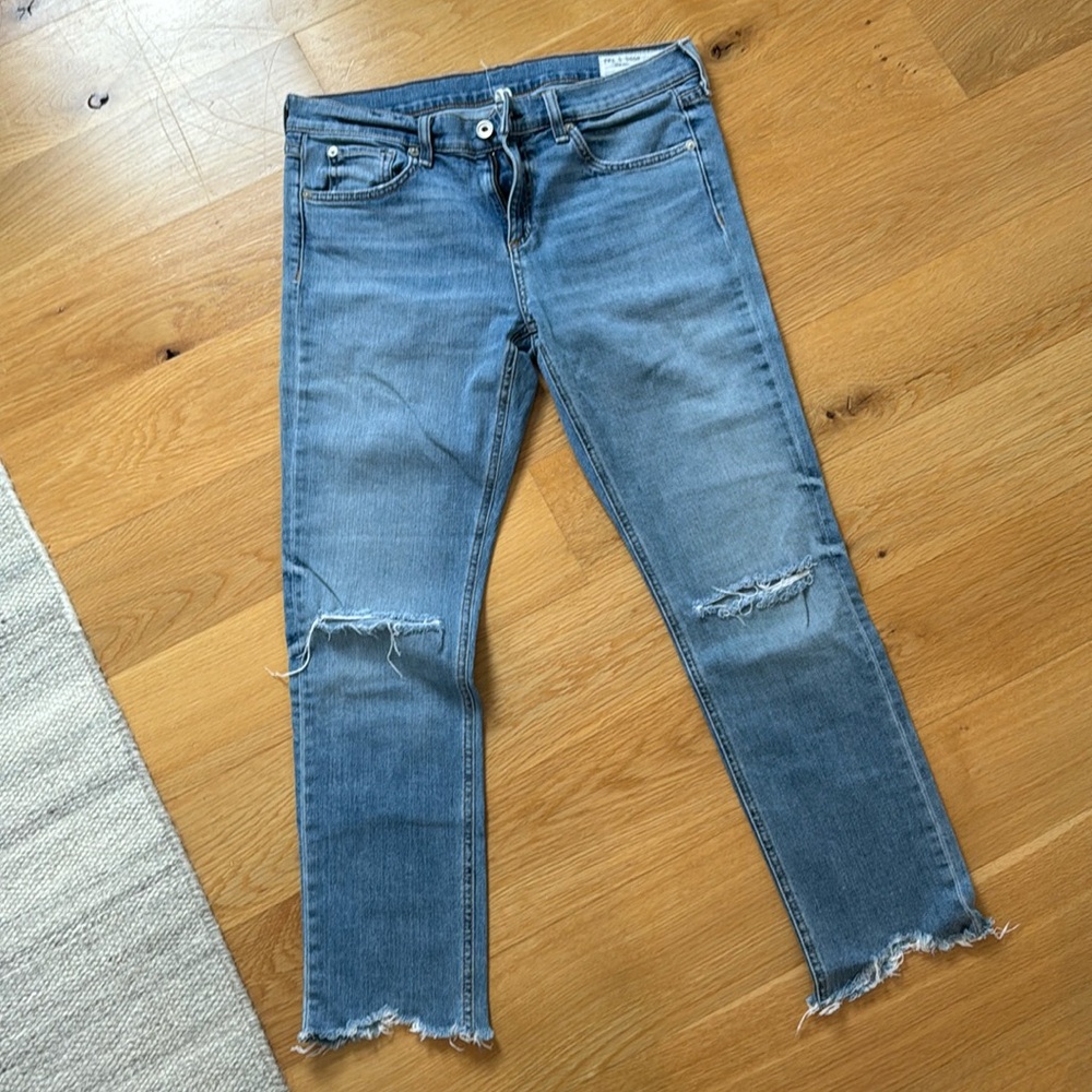 Rag & bone Dre Capri jeans in wash Halsey with Holes